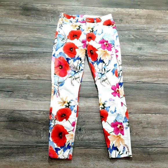 7 For All Mankind Pants - 7 for all Mankind Jeans 25 White Floral Slim Skinny Stretch Dress Casual Pants